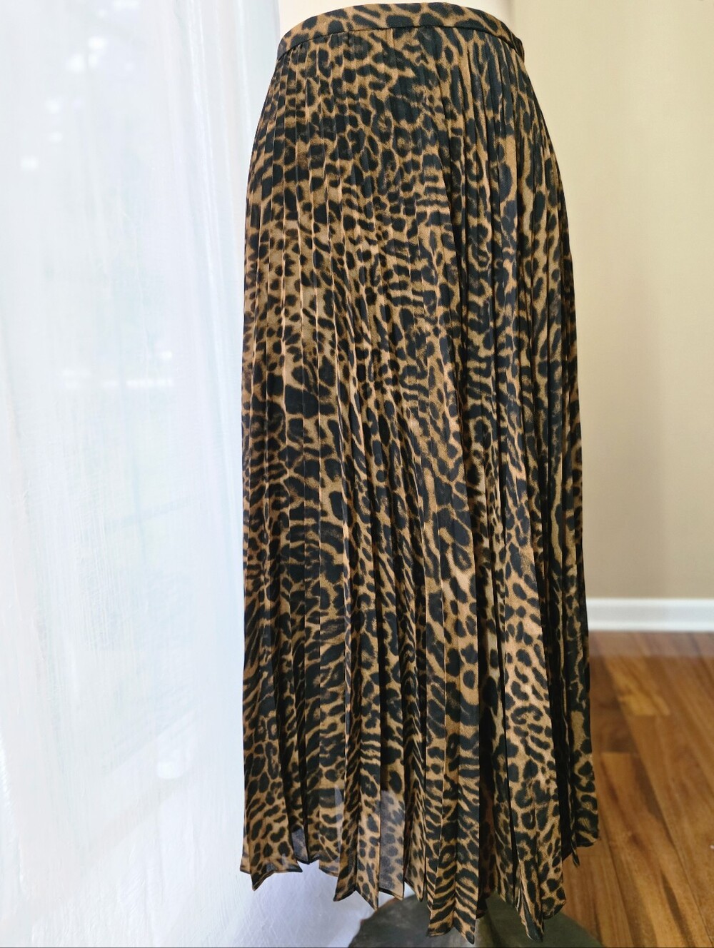 Lauren Ralph Lauren Leopard Print Pleated Midi Skirt 16W Animal Print Plus Size